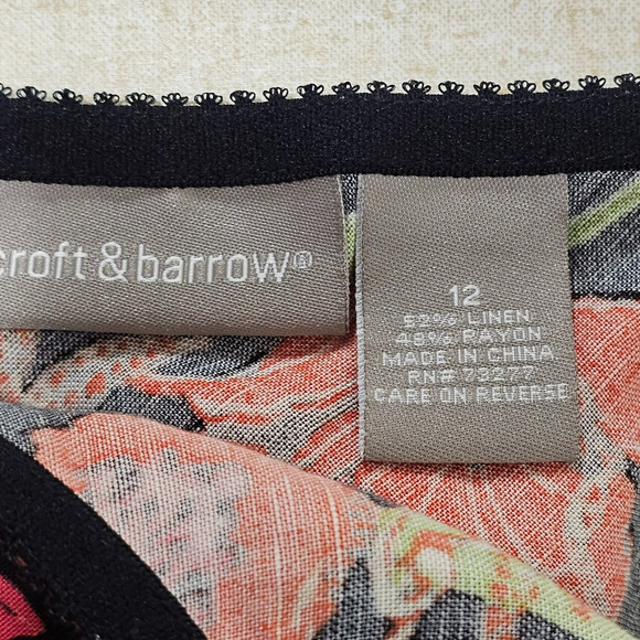 Croft Barrow Womens Maxi Skirt Size 10 Linen Dark Floral Cottage Grunge Topical - Picture 6 of 7